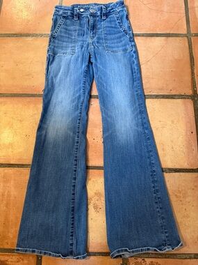 American Eagle Outfitters Medium Blue Wide-Leg Flare Jeans